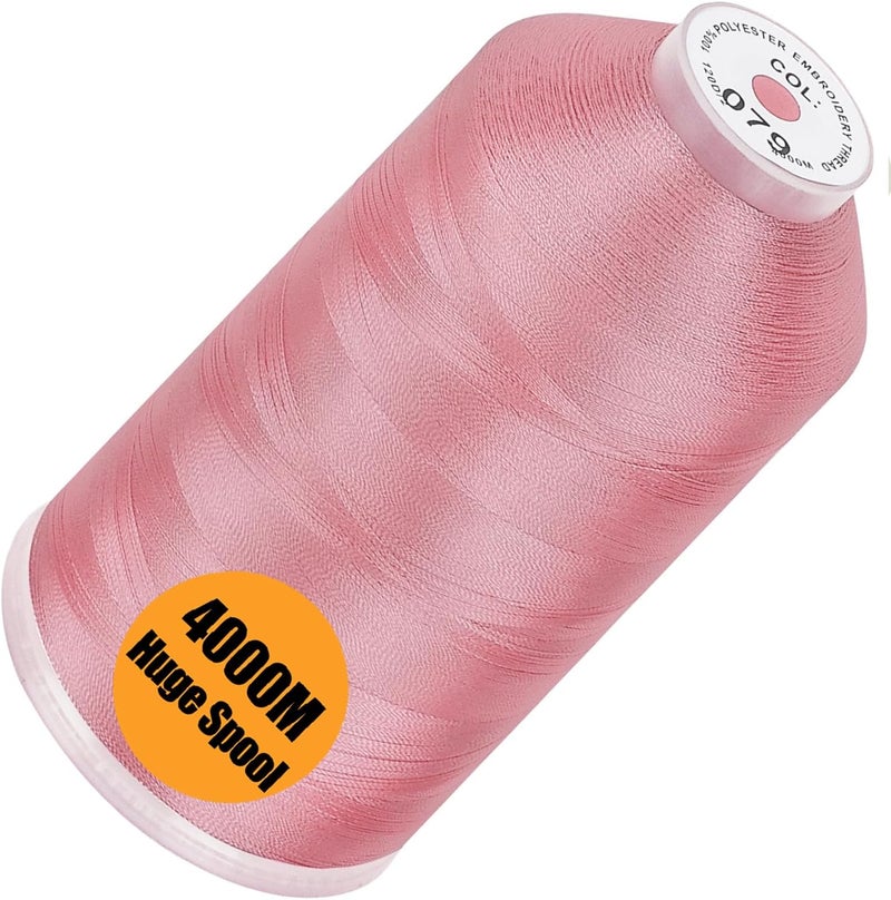 New brothread - Single Huge Spool 4000M Each Polyester Embroidery Machine Thread 40WT for Commercial and Domestic Machines - Salmon Pink - Image 1